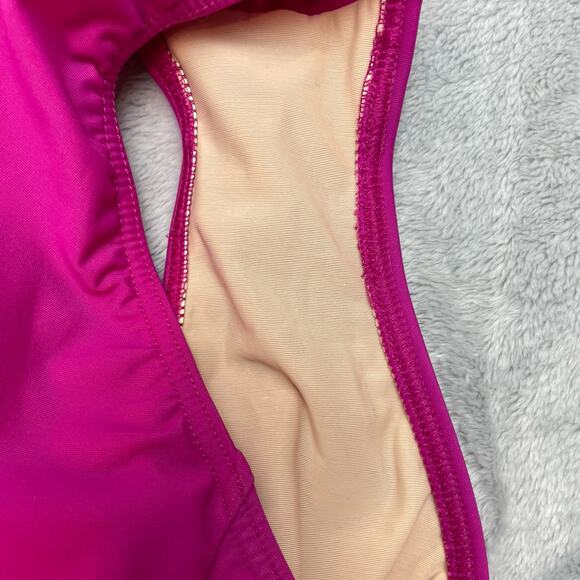 Lands End One Piece Swimsuit Womens 8 Fuchsia Pink Ruched Slimming Padded Bra - Picture 6 of 6